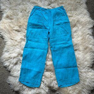 Cerulean blue 100% linen pants